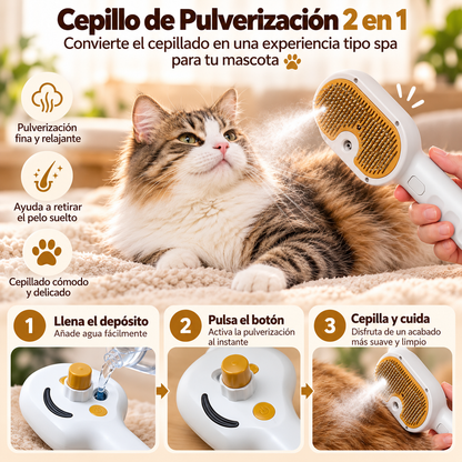 VaporPet™ — Cepillo de Vapor Frío y Masaje para Mascotas