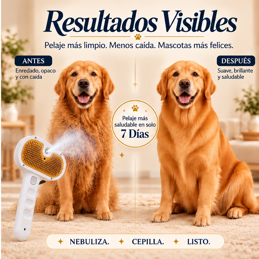 VaporPet™ — Cepillo de Vapor Frío y Masaje para Mascotas